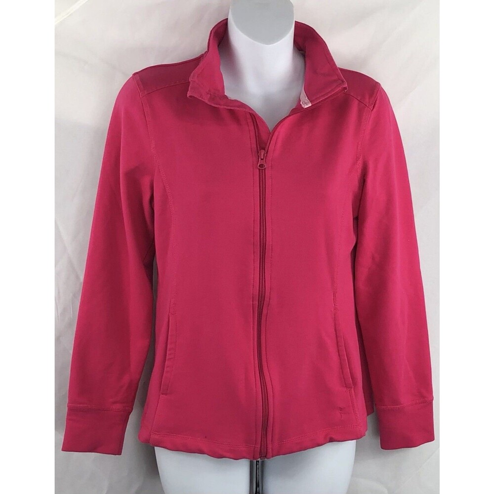 Danskin Now sporty jacket S Pink full zip pockets mock collar cotton blend